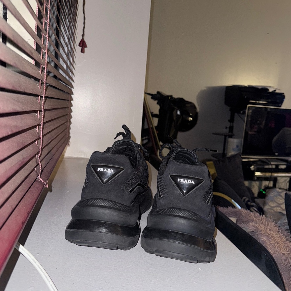 Systeme brushed leather sneakers with bike fabric and suede elements